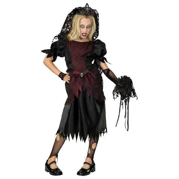 Skeleton Queen Girl Child L XL Halloween Costume Gothic Zombie Princess Tiara